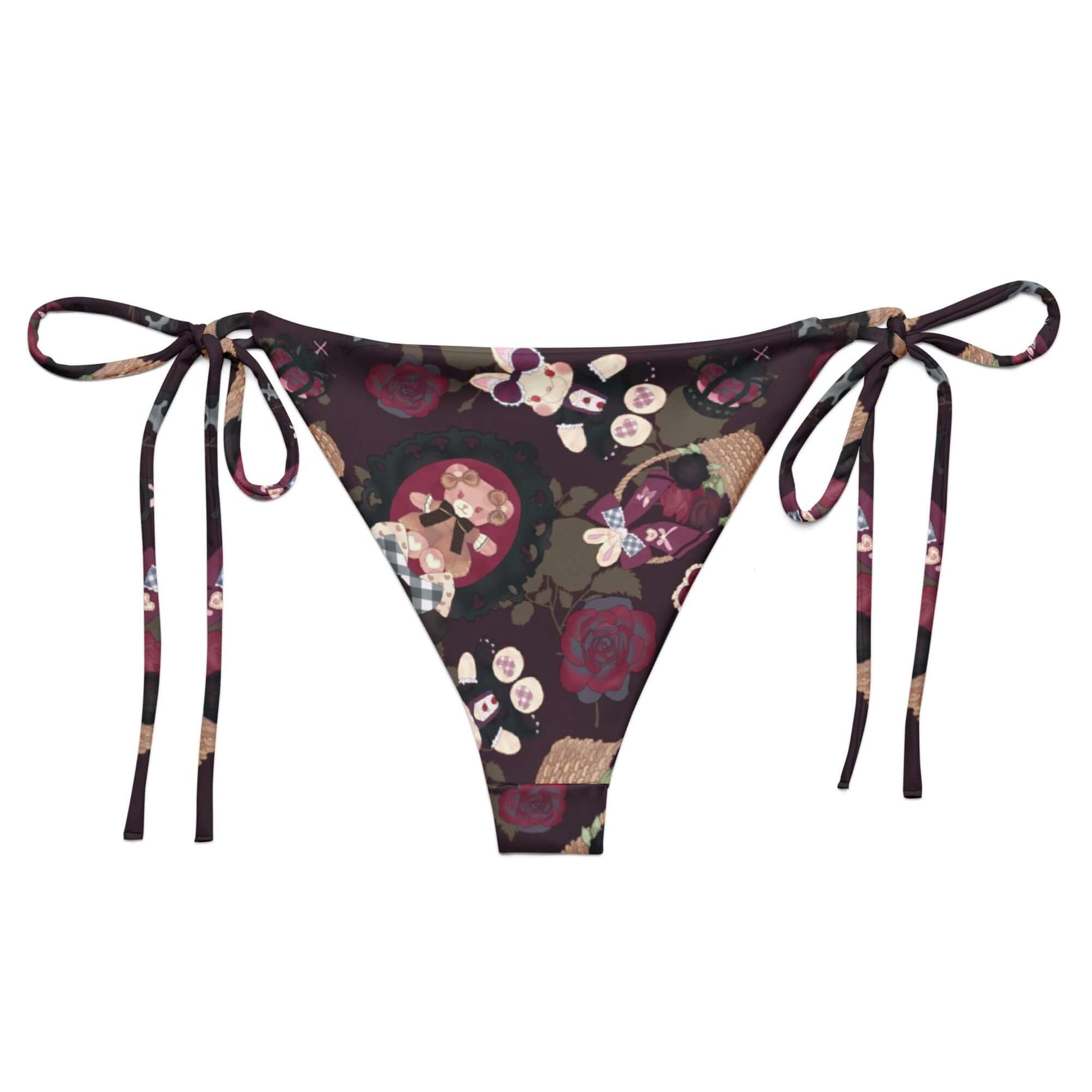 Shop the Gothic Teddy String Bikini Bottom, perfect for sunbathing with adjustable ties and UPF 50+ protection.