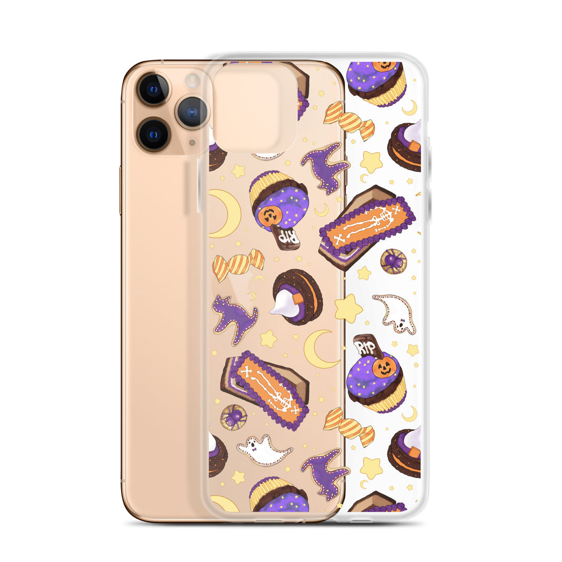 Colorful Halloween Treat iPhone® Clear Case featuring festive designs, perfect for protecting your phone this spooky season.