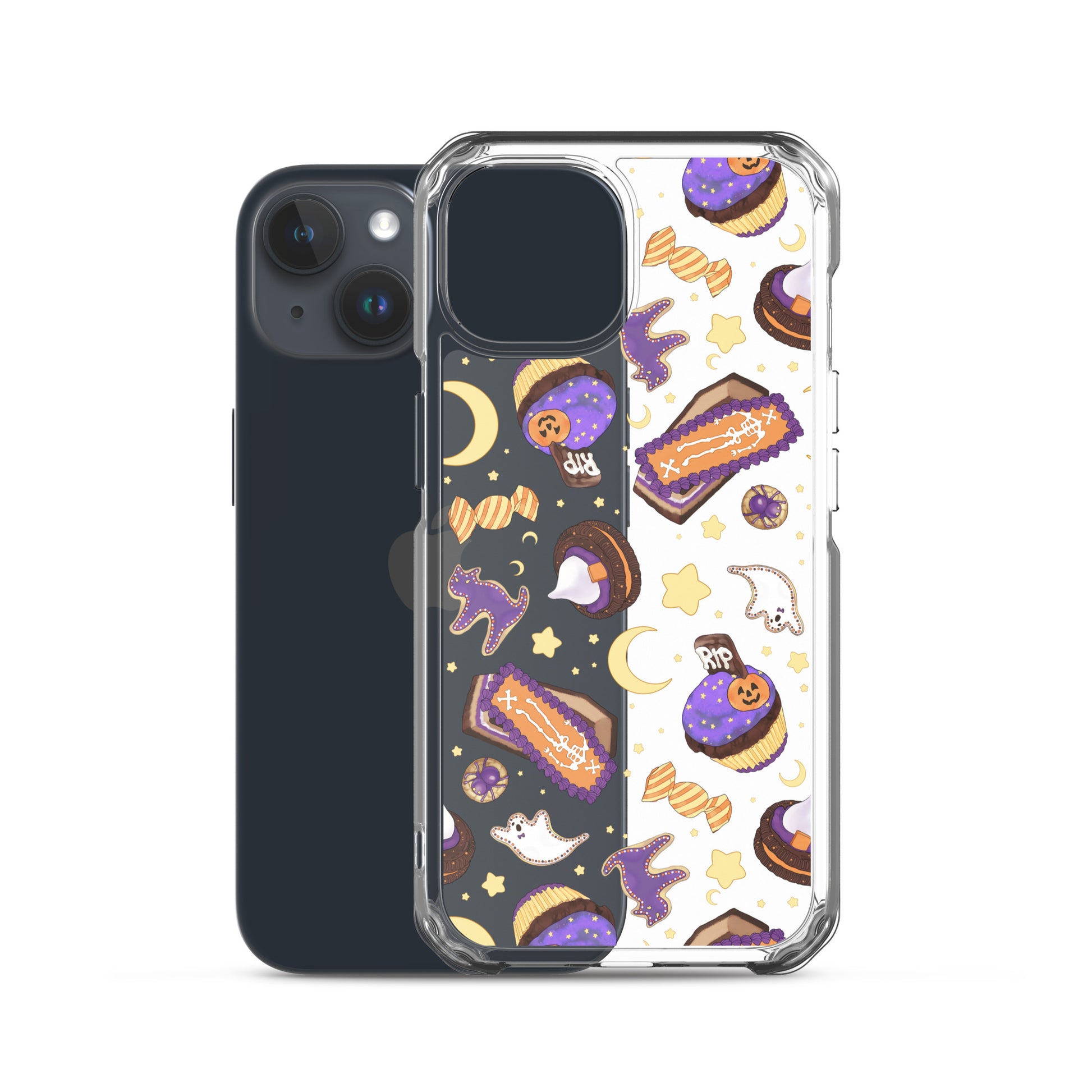 Stylish Halloween Treat iPhone® Clear Case features fun designs and protects against scratches and dirt. Perfect for spooky season!
