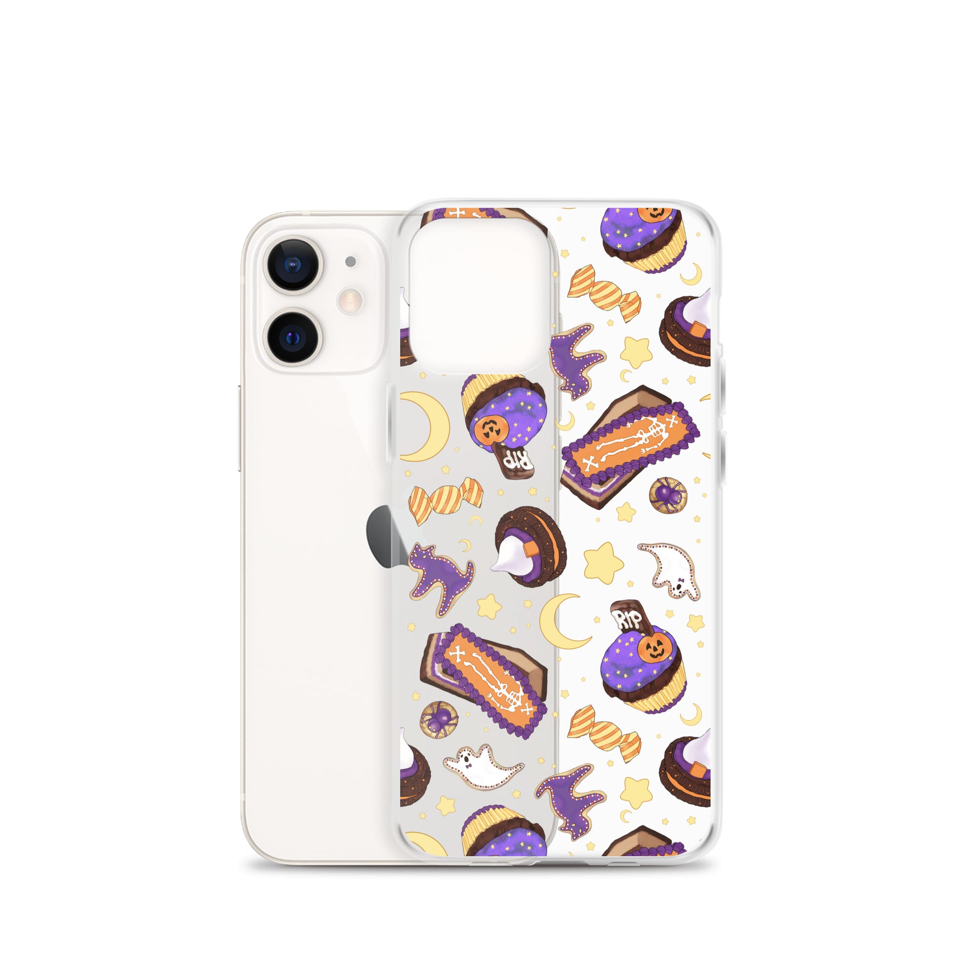 Colorful Halloween Treat iPhone® Clear Case featuring playful designs, protecting against scratches and dirt.