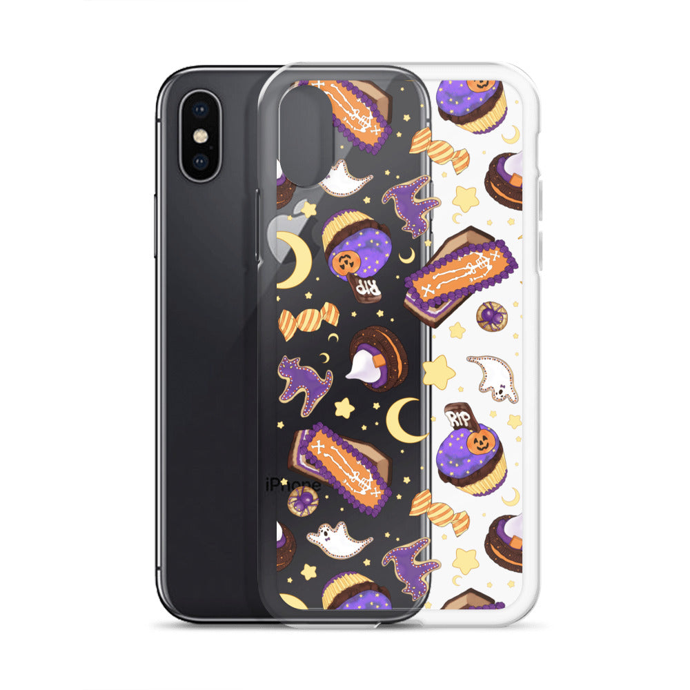 Stylish Halloween Treat iPhone® Clear Case with fun designs, offering protection against scratches and dust.