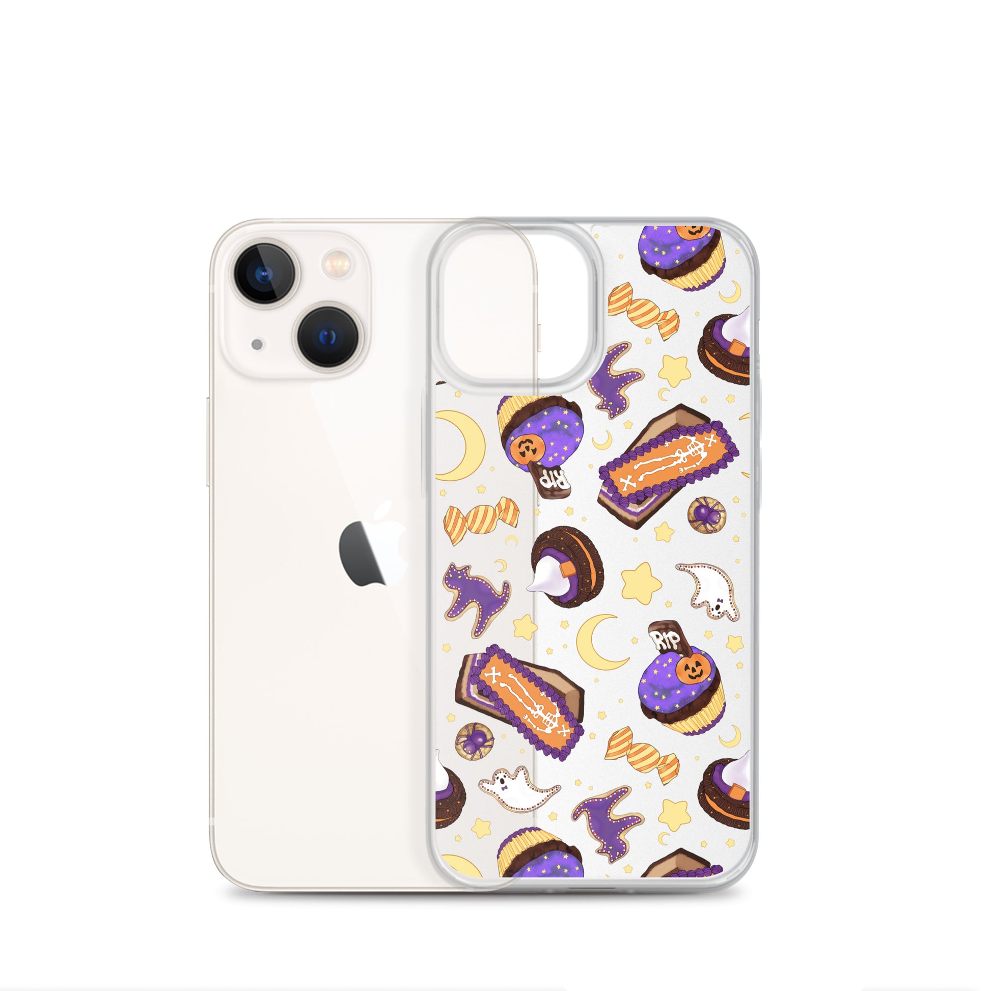 Sleek Halloween Treat iPhone® Clear Case features colorful designs, protecting your phone in style from scratches and dirt.