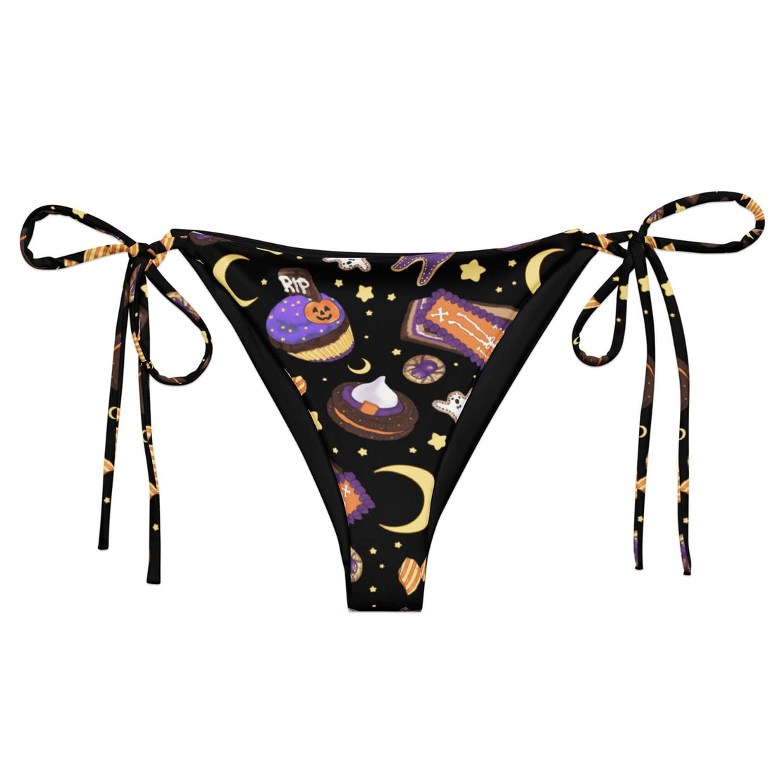 Stylish Halloween Treat String Bikini Bottom featuring a playful design, perfect for poolside lounging this summer.