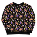 Cozy Halloween Treat Sweatshirt featuring sweet treats on a starry background, perfect for festive style!