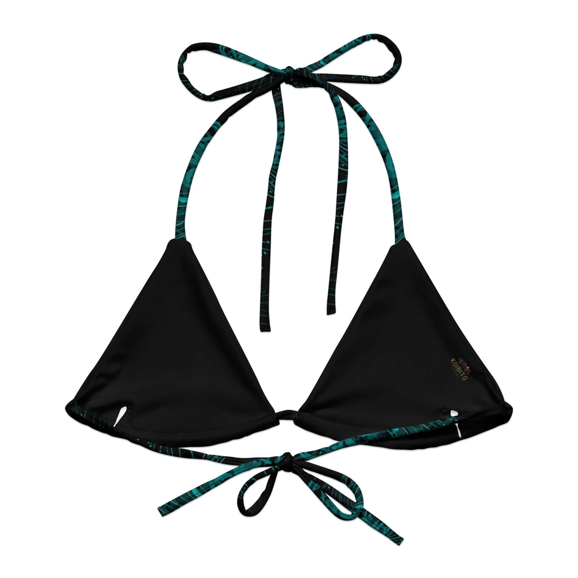 Higanbana Padded String Bikini Top featuring adjustable straps and eco-friendly recycled fabric for summer style.