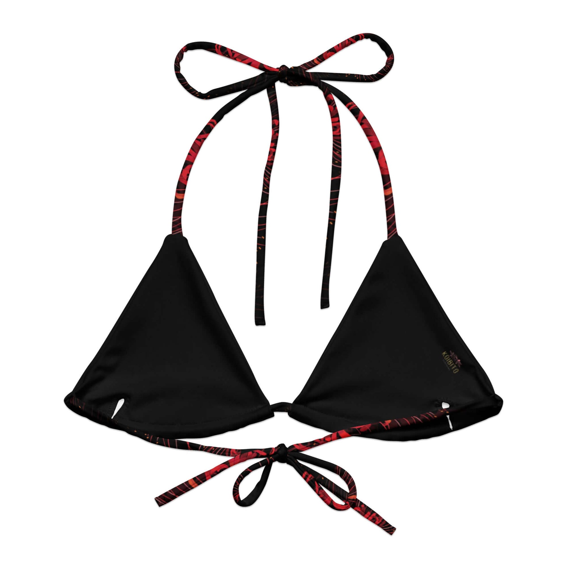 Eco-friendly Higanbana Padded String Bikini Top featuring soft recycled polyester and stylish adjustable straps.