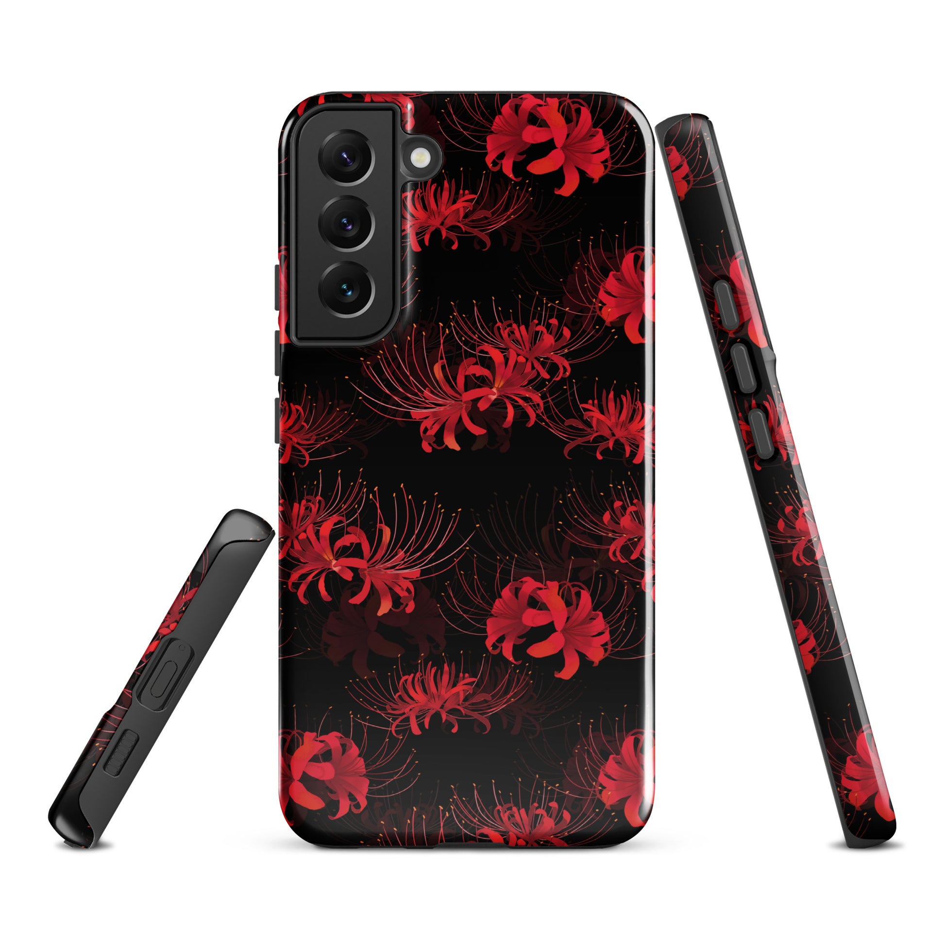 Stylish Higanbana Samsung® Tough Case features a striking floral design, offering durable protection for your phone.