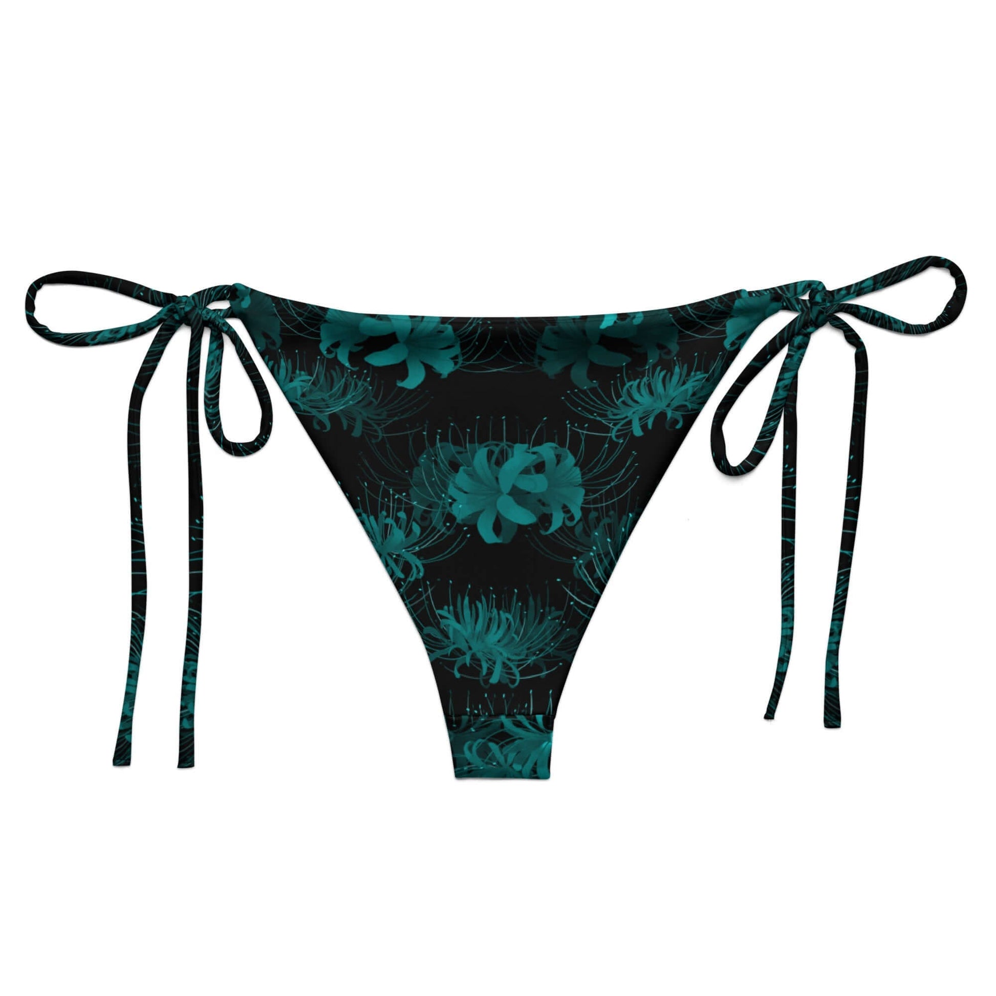 Chic Higanbana String Bikini Bottom features adjustable ties, perfect for stylish poolside relaxation this summer.