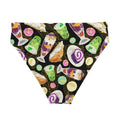 Vibrant High-waisted Filipino Dessert Bikini Bottom featuring playful dessert prints, perfect for beach outings.
