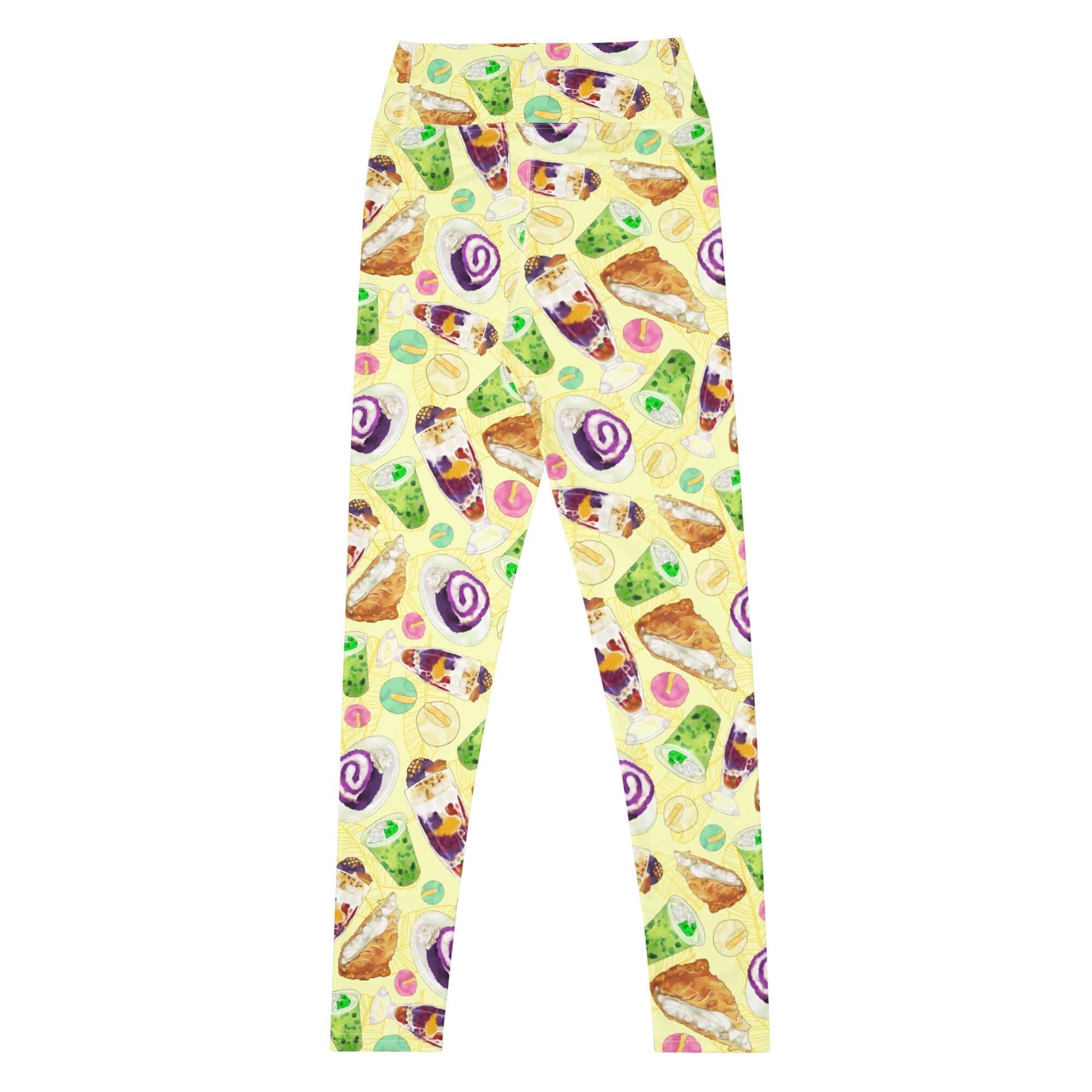 Bright and playful High-waisted Filipino Dessert Leggings featuring beloved treats like halo-halo and buko pandan.