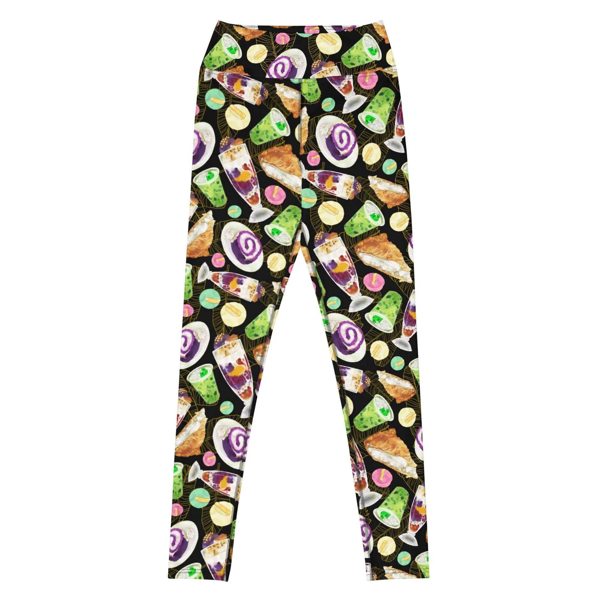 Showcasing vibrant prints of Filipino desserts, these High-waisted Filipino Dessert Leggings celebrate sweet culture.