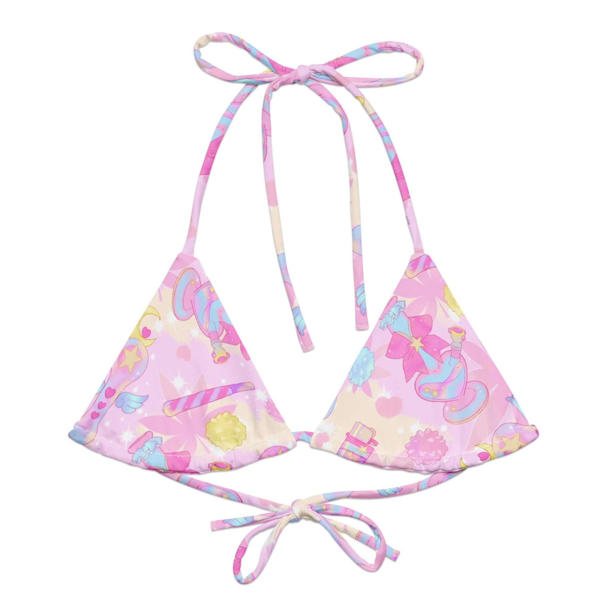 Shop the Indica Magica Padded String Bikini Top, featuring eco-friendly materials and vibrant all-over print design.