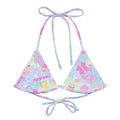 Colorful Indica Magica Padded String Bikini Top features recycled fabric and adjustable straps, perfect for summer fun.