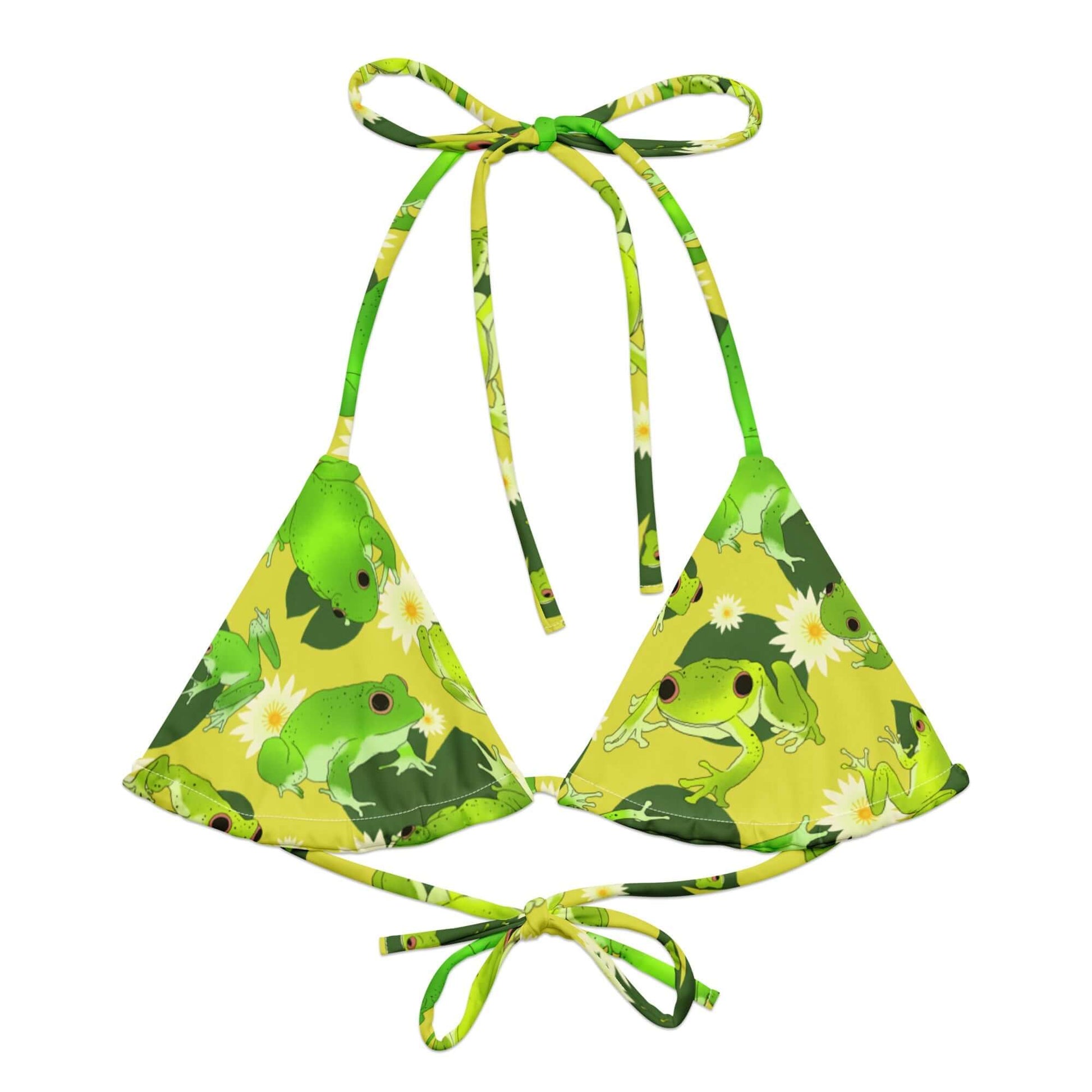 Bright and playful Kero-kero Padded String Bikini Top, perfect for summer fun with eco-friendly design.