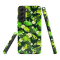 Vibrant Kero-kero Samsung® Tough Case showcasing green frogs and flowers, designed for ultimate protection and style.