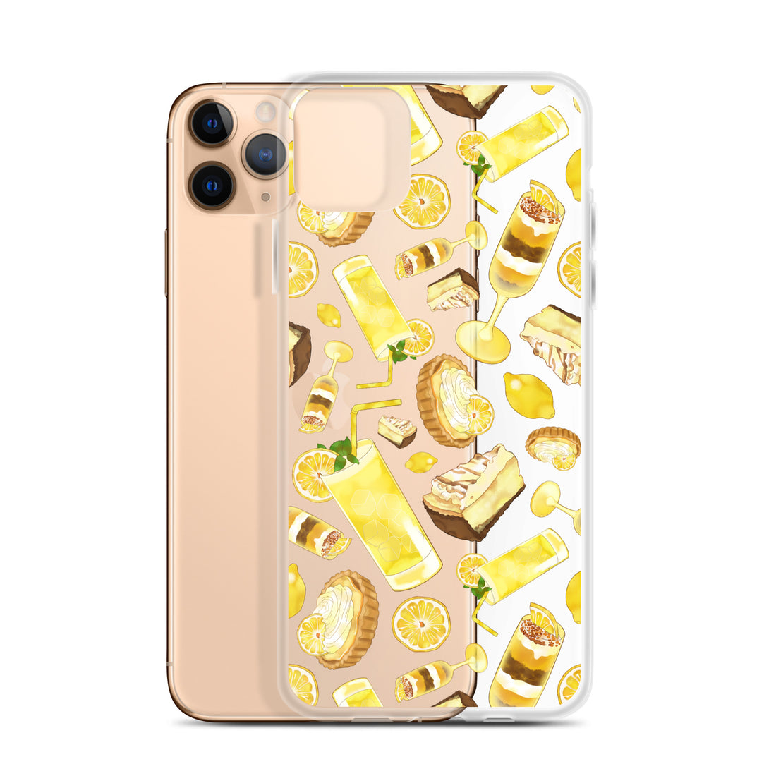 Sleek Lemon iPhone® Clear Case featuring vibrant lemon graphics, protecting against dust and scratches effortlessly.