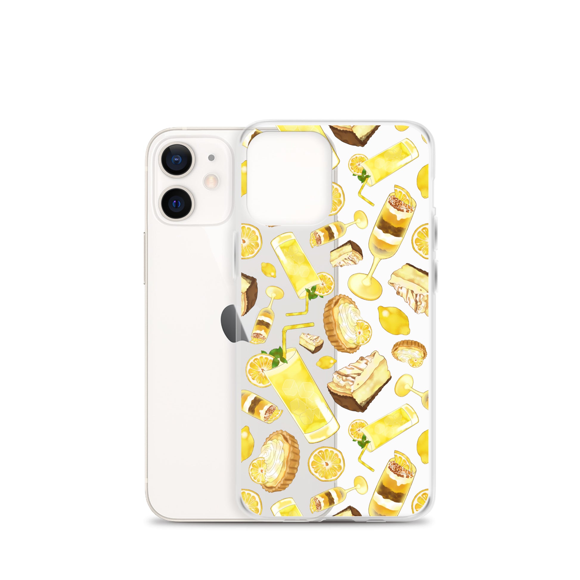 Stylish Lemon iPhone® Clear Case features vibrant lemon graphics, offering protection against scratches and dirt.