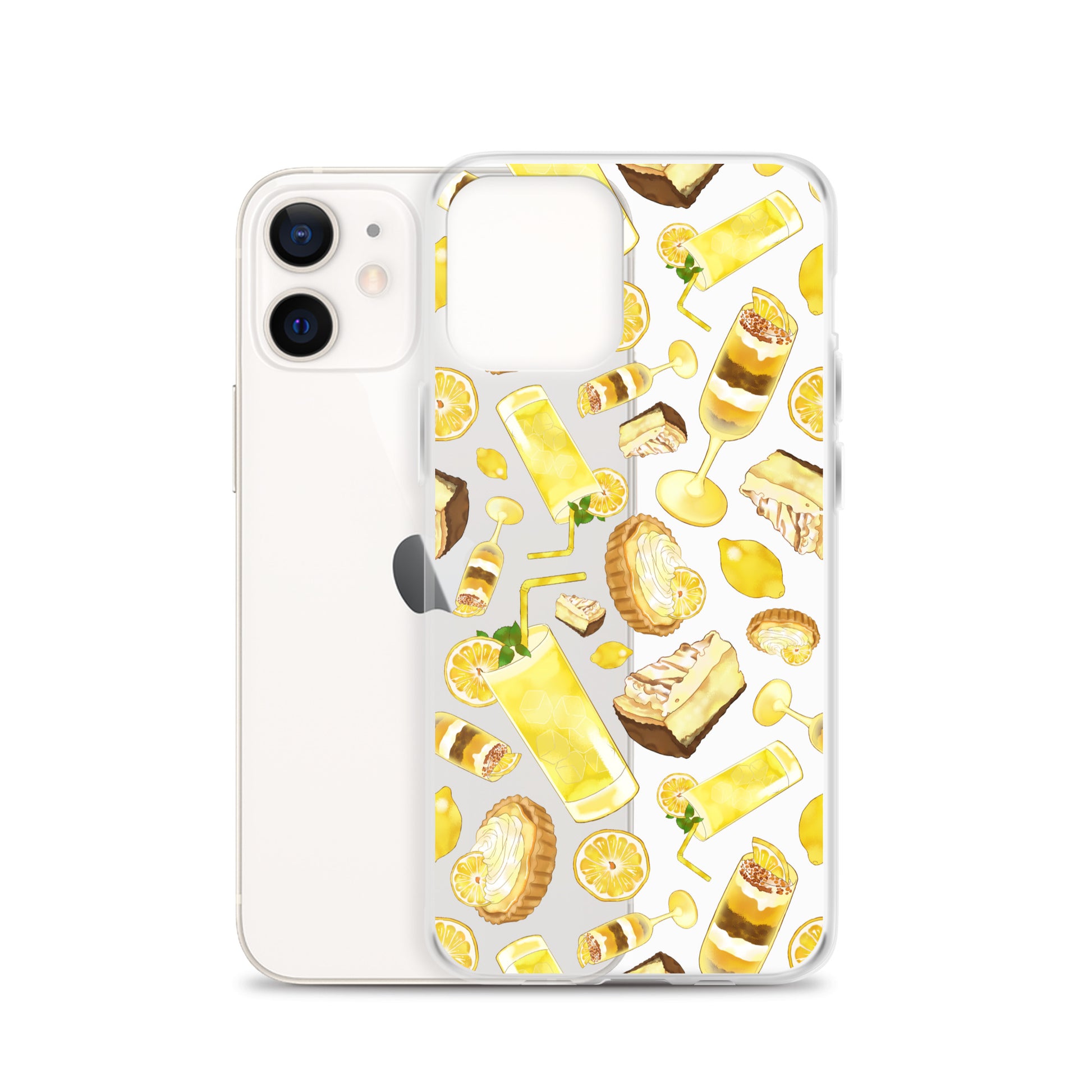 Lemon iPhone® Clear Case featuring vibrant lemon designs, offering stylish protection against scratches and dirt.