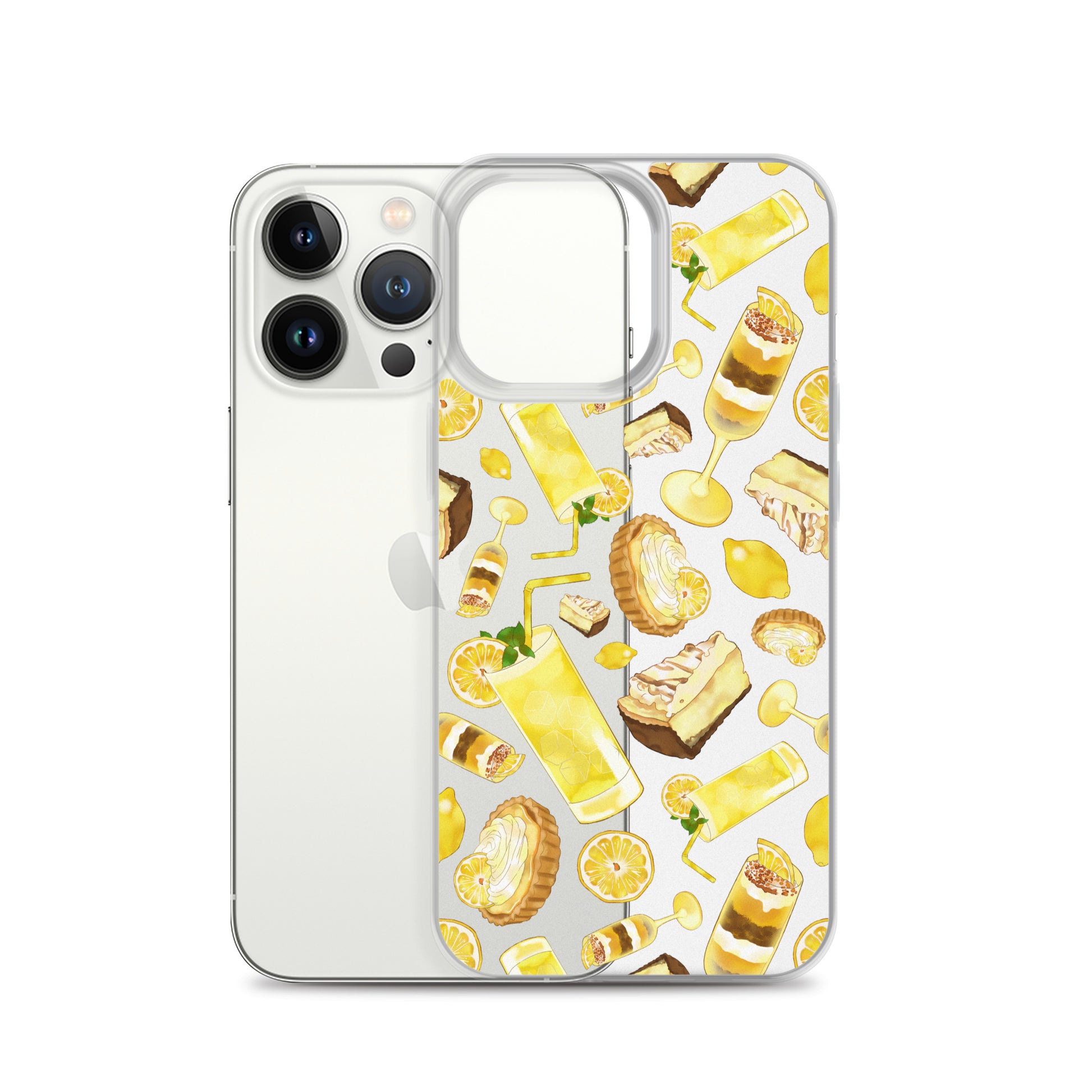 Lemon iPhone® Clear Case featuring a vibrant design, offering sleek protection against scratches and dirt.