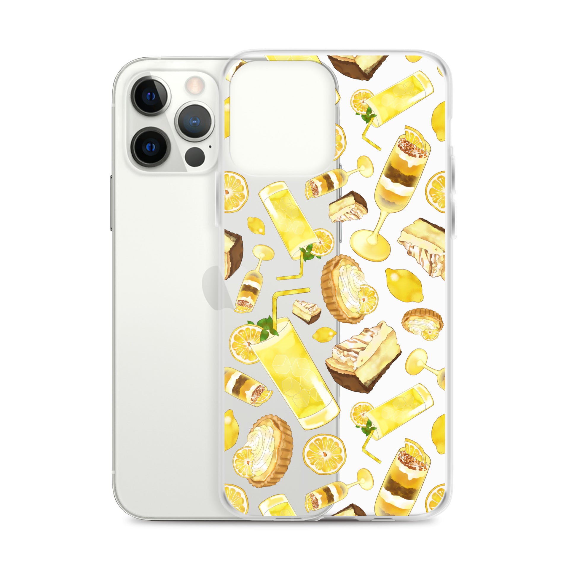 Stylish Lemon iPhone® Clear Case featuring vibrant lemon designs, offering protection from scratches and dust.