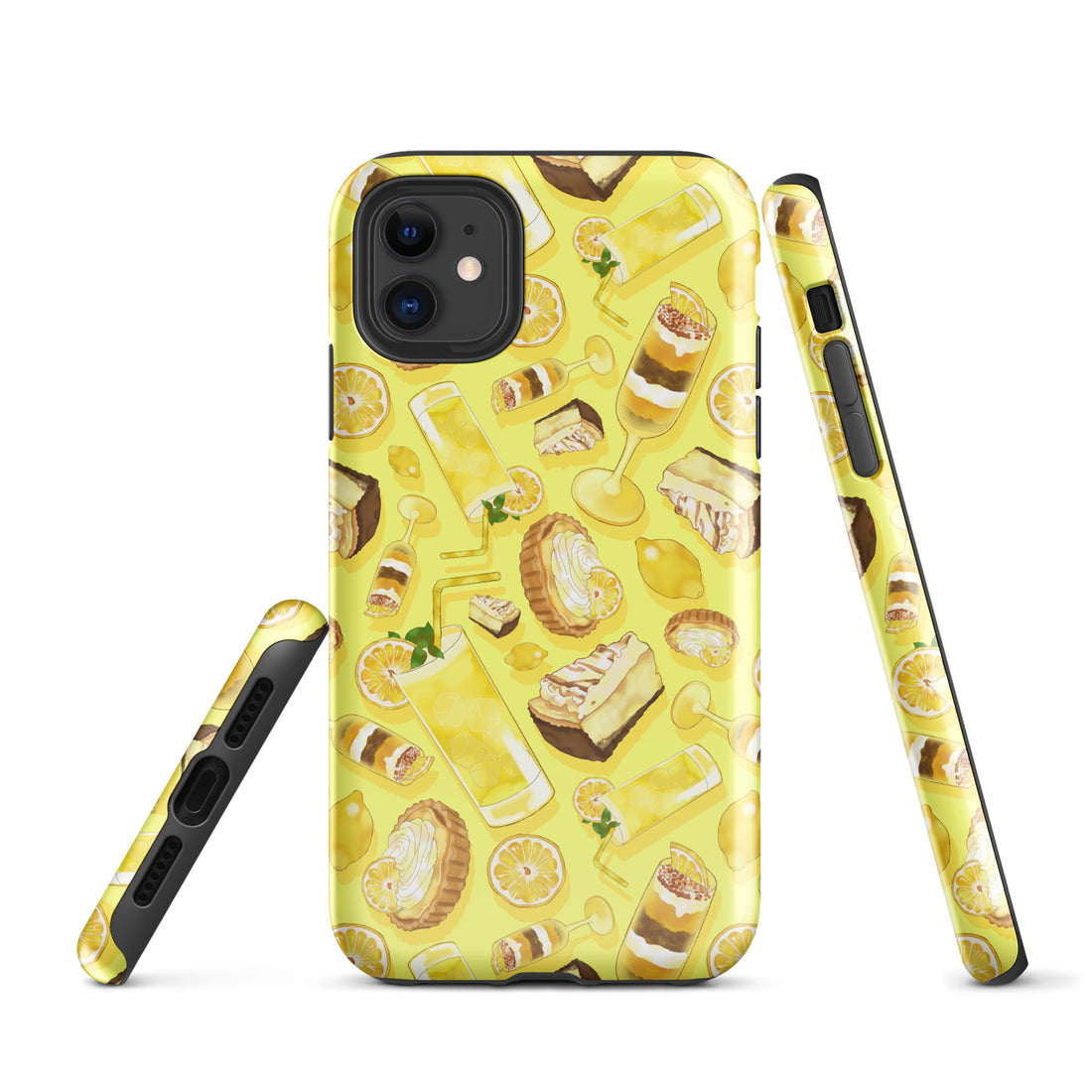 Stylish Lemon iPhone® Tough Case featuring vibrant lemon designs, offering durable protection and fashionable flair.