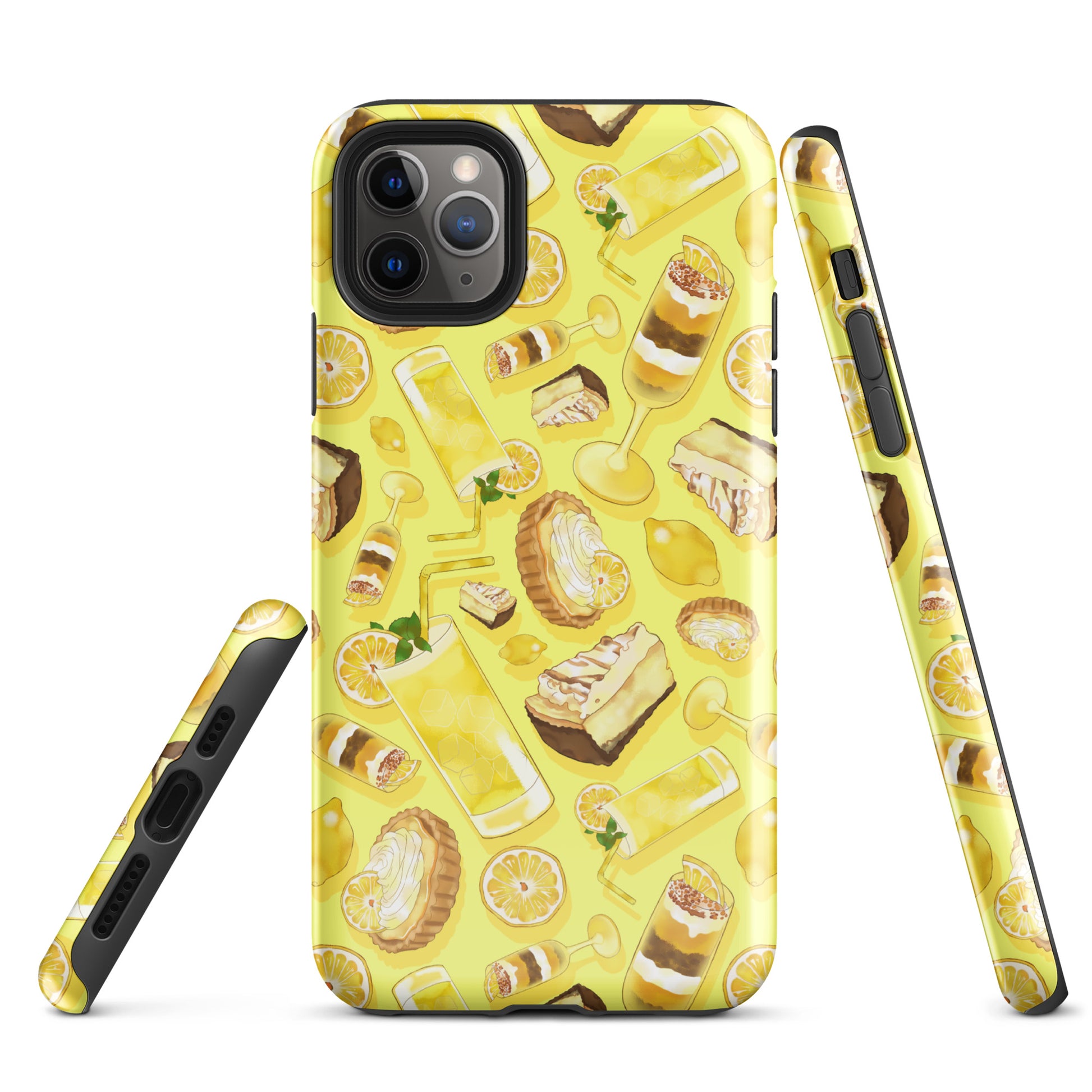 Stylish Lemon iPhone® Tough Case featuring vibrant lemon designs, offering durable protection for your phone.