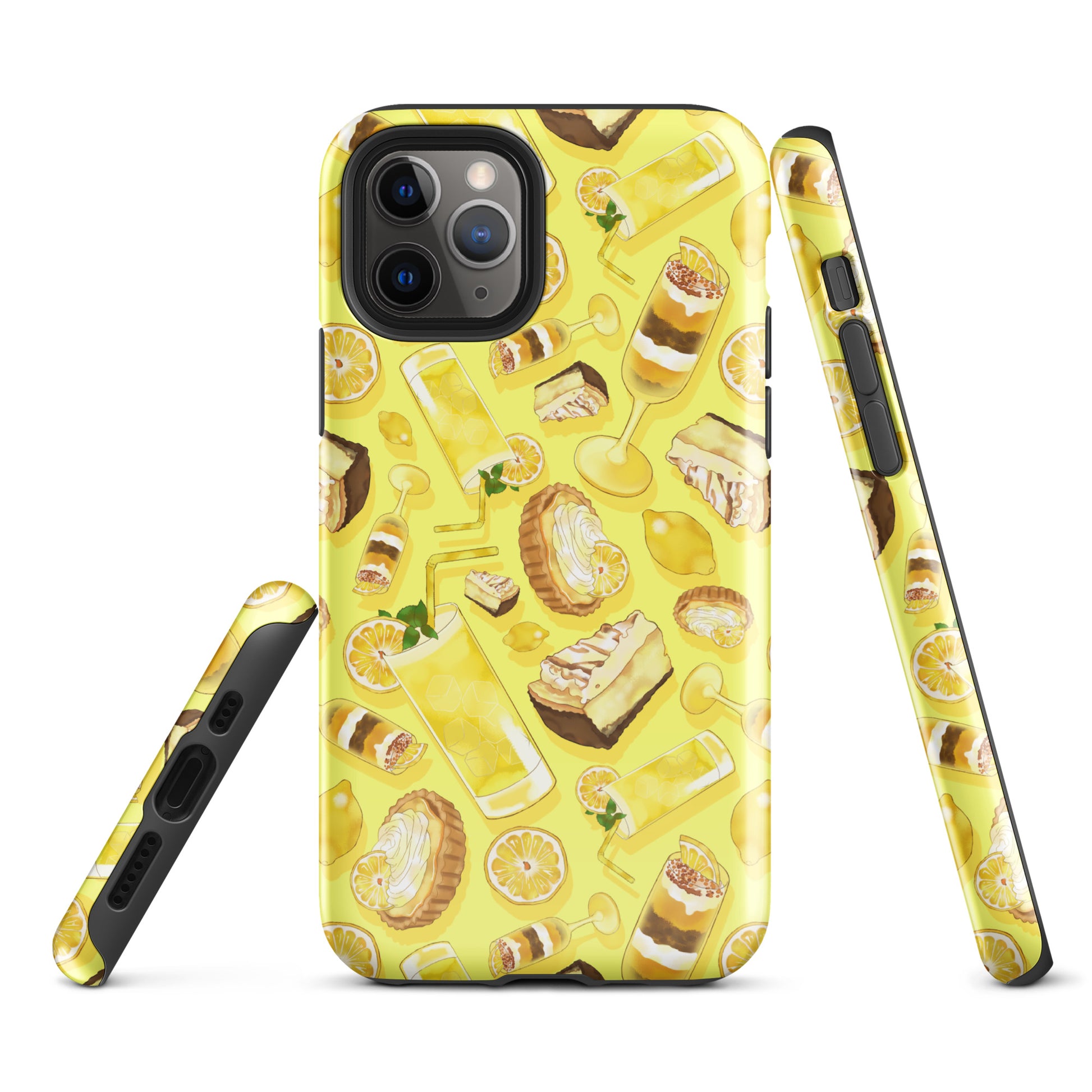 Bright and stylish Lemon iPhone® Tough Case featuring a fun dessert pattern for fashionable phone protection.