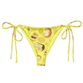 Bright and playful Lemon String Bikini Bottom perfect for sunbathing, featuring adjustable ties and UPF 50+ protection.