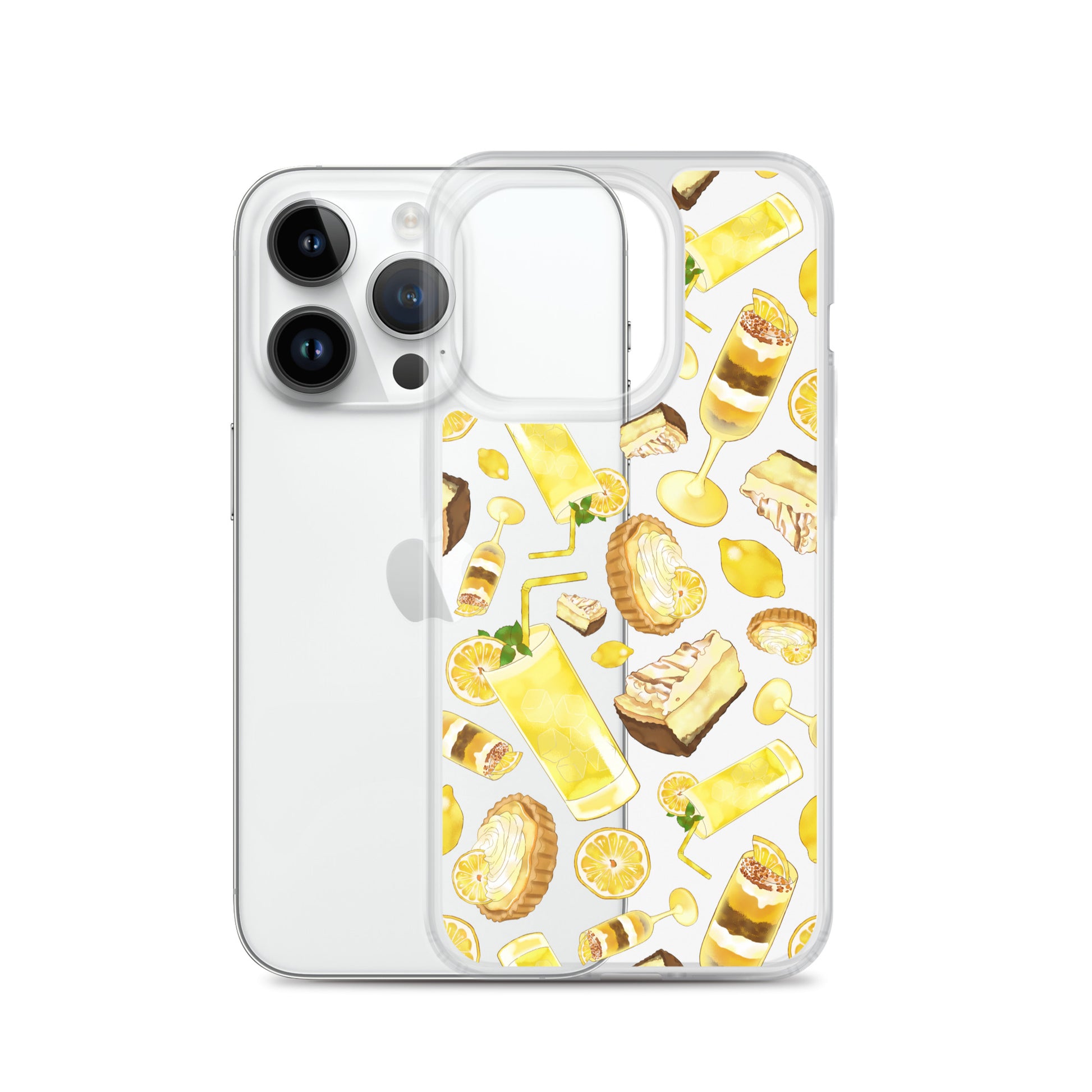 Stylish Lemon iPhone® Clear Case featuring a vibrant dessert design, protecting your phone from scratches and dirt.