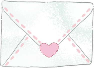 Cute illustrated envelope with a pink heart, perfect for romantic messages or love letters.