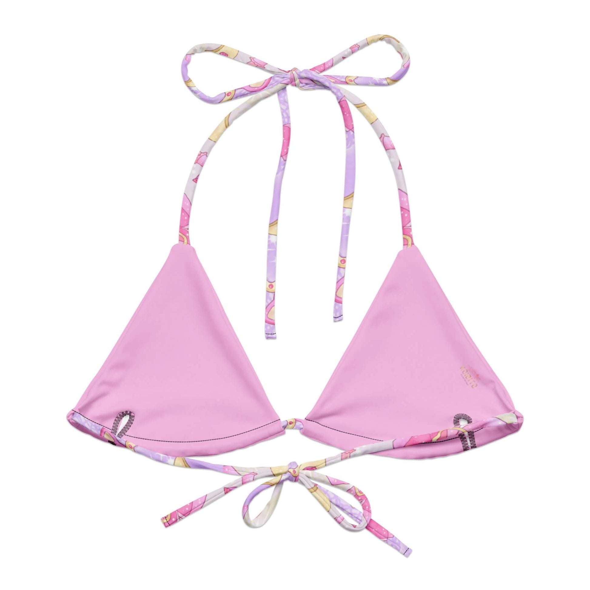 Stylish Magical Girl Padded String Bikini Top in pink, featuring eco-friendly material and adjustable straps for summer fun.