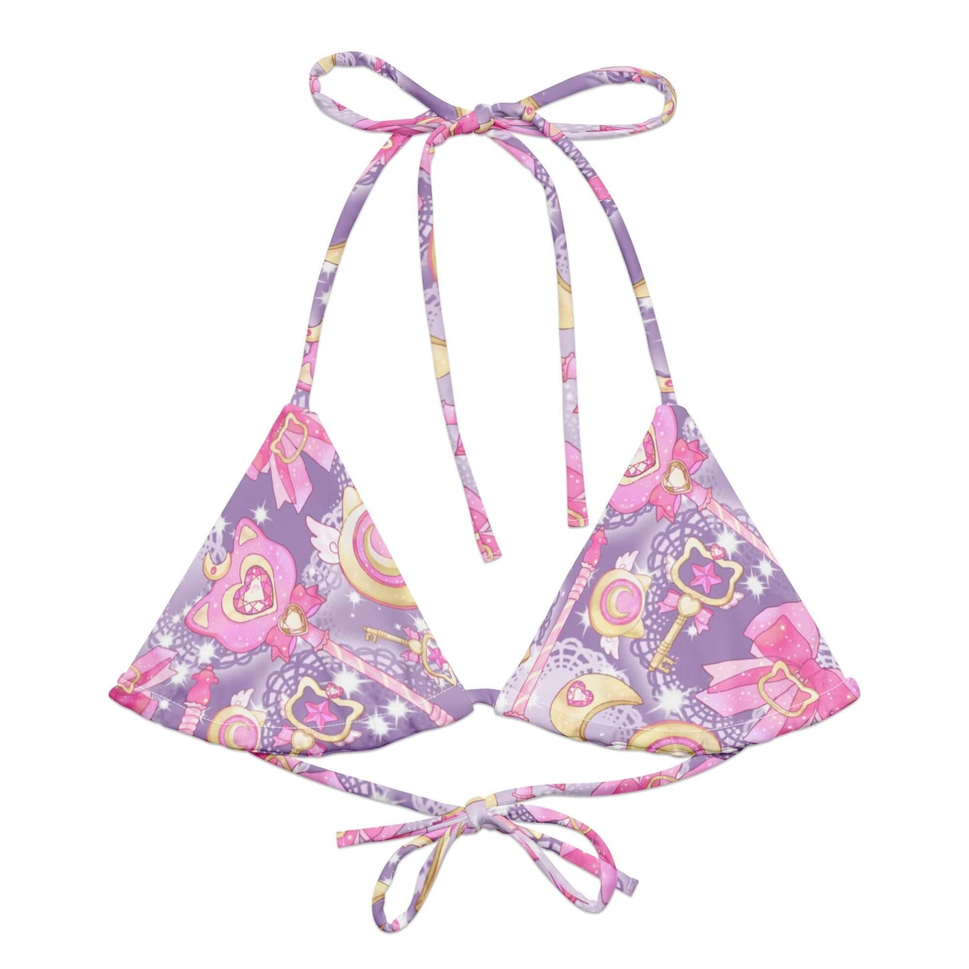 Bright and playful Magical Girl Padded String Bikini Top made from eco-friendly materials, perfect for summer fun.