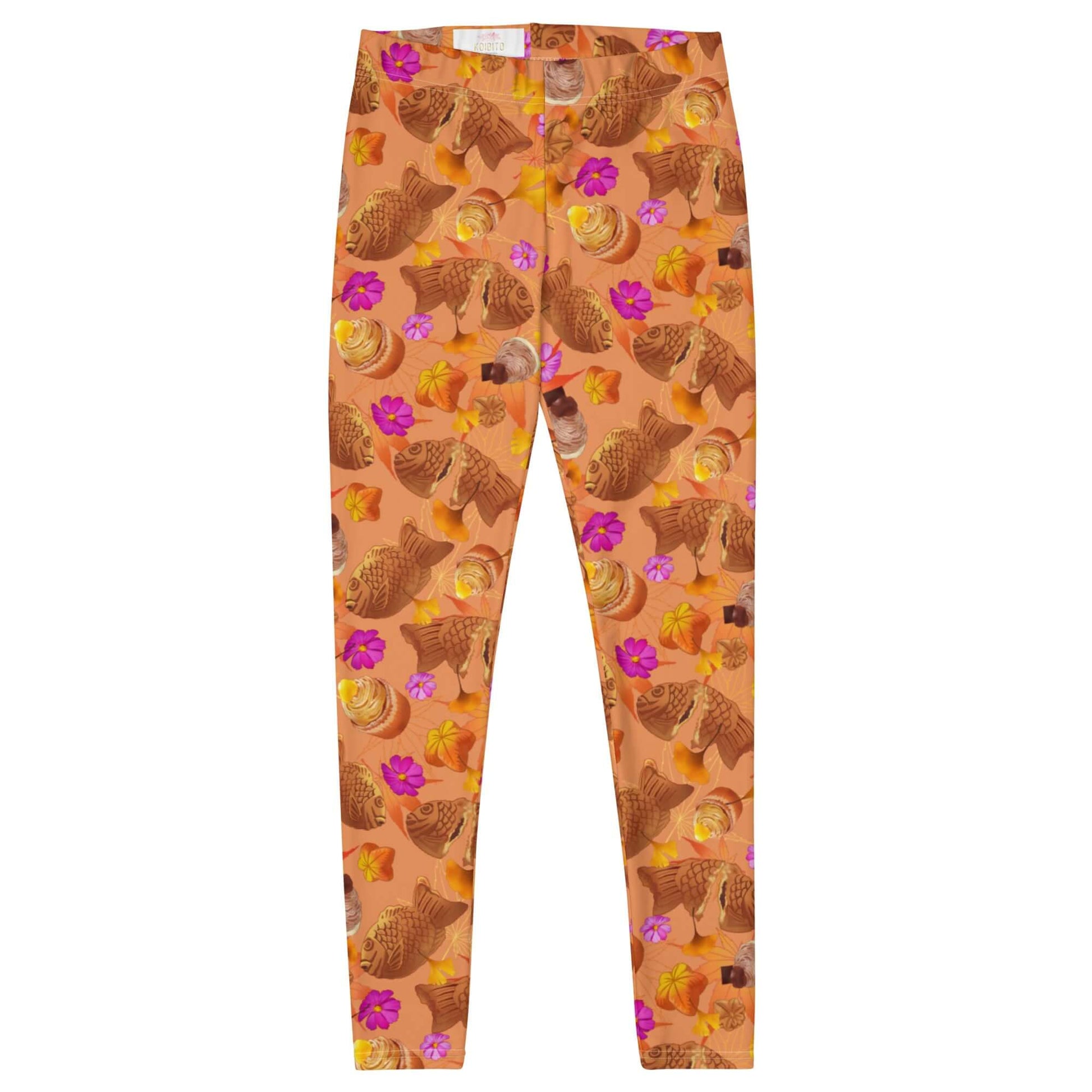 Stylish Momiji Leggings feature a vibrant fall design, perfect for cozy outings and making a fashion statement.