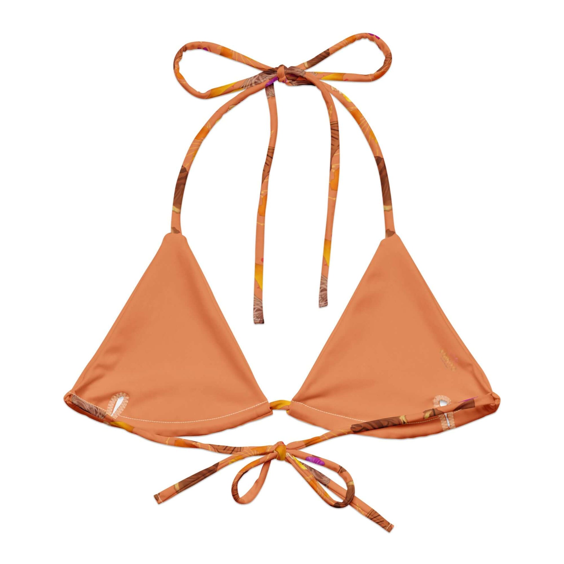 Stylish Momiji Padded String Bikini Top featuring eco-friendly recycled fabric and adjustable straps for summer fun.