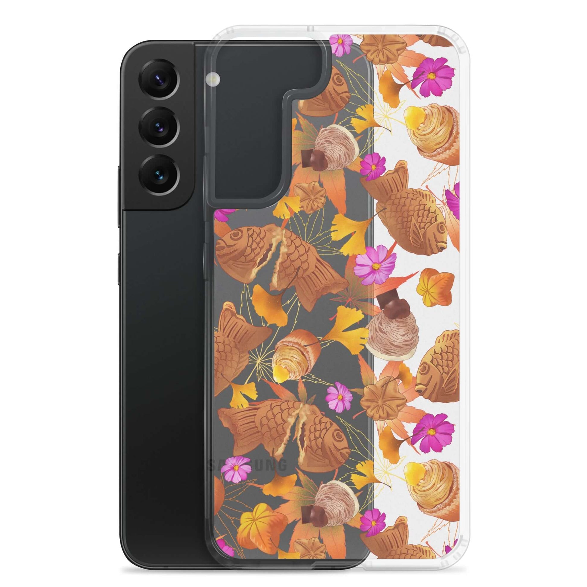 Stylish Momiji Samsung® Clear Case showcases a vibrant design while protecting your phone from scratches and dirt.