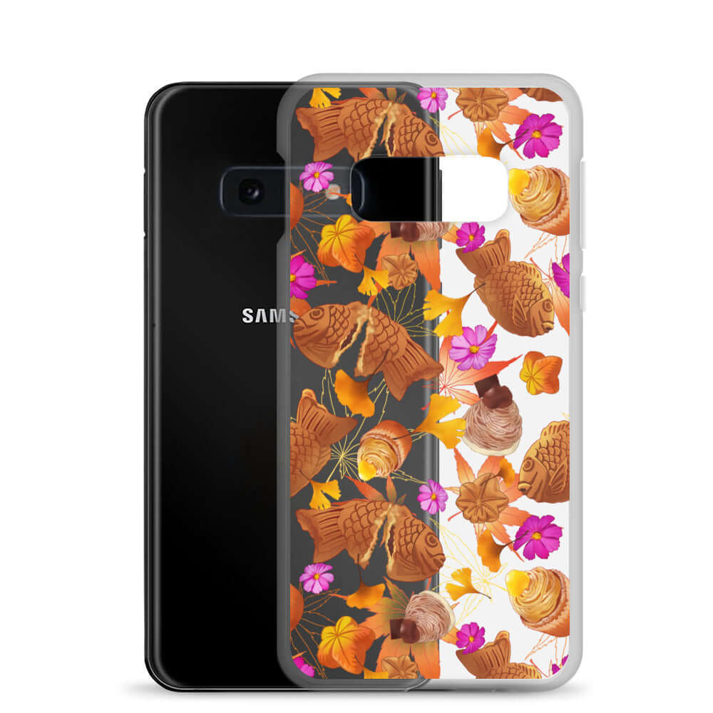 Stylish Momiji Samsung® Clear Case showcases vibrant design while offering protection against scratches and dirt.