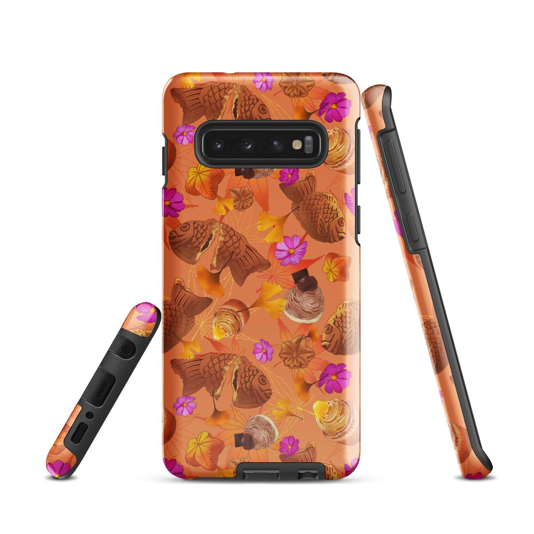 Stylish Momiji Samsung® Tough Case featuring floral and fish patterns for durable phone protection. Perfect for Galaxy S10.