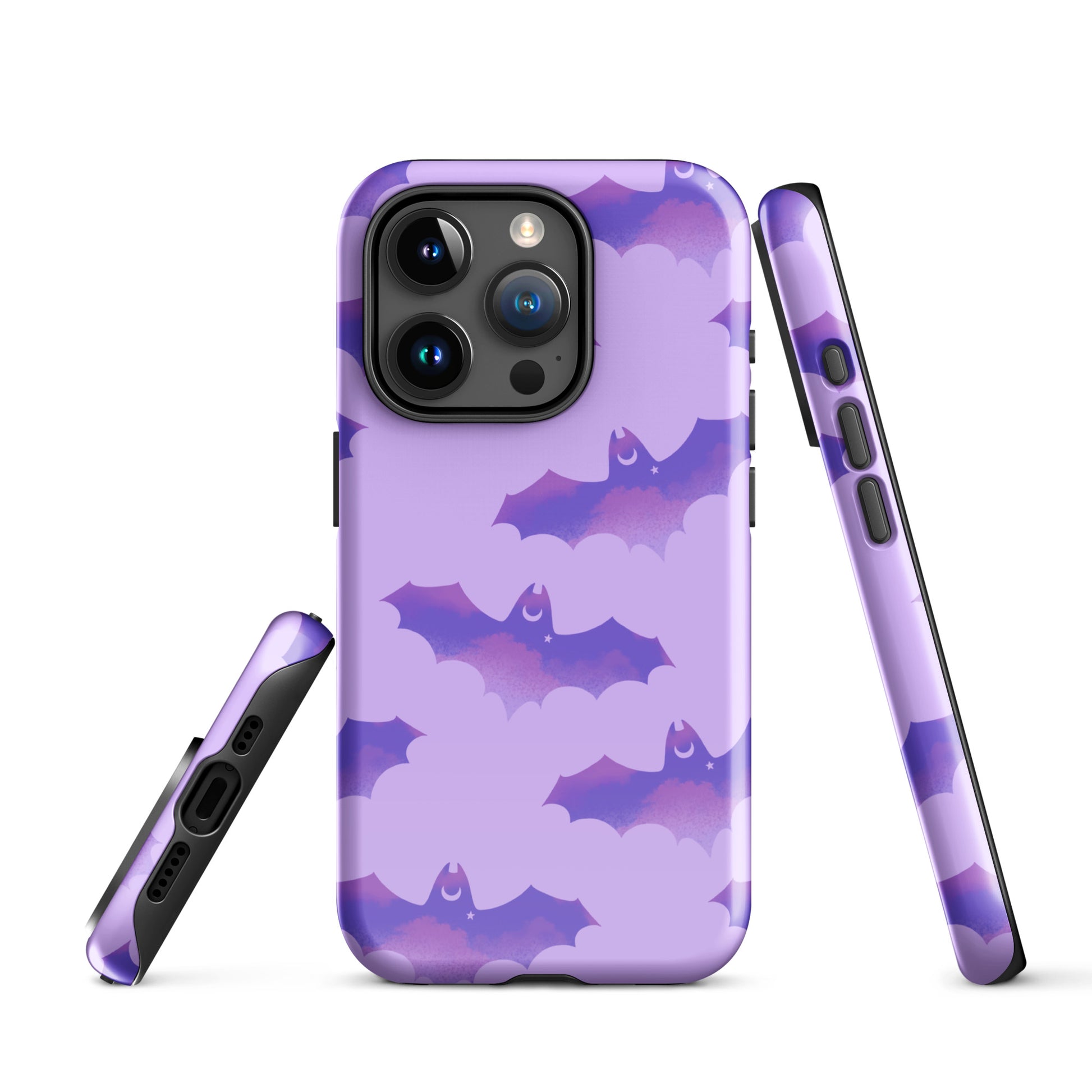 Stylish Morrigan iPhone® Tough Case featuring bat designs, offering impact protection and fashion for your phone.