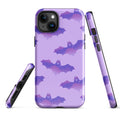 Stylish Morrigan iPhone® Tough Case features durable dual-layer protection with a vibrant bat design.