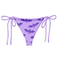 Morrigan String Bikini Bottom features a chic purple bat pattern, perfect for poolside relaxation this summer.