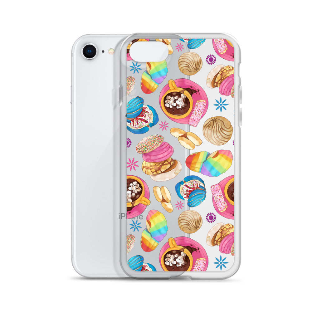 Colorful Pan Dulce iPhone® Clear Case showcases delightful treats, offering stylish protection for your device.