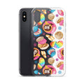 Sleek Pan Dulce iPhone® Clear Case featuring colorful treats, offering protection from scratches and easy access to ports.