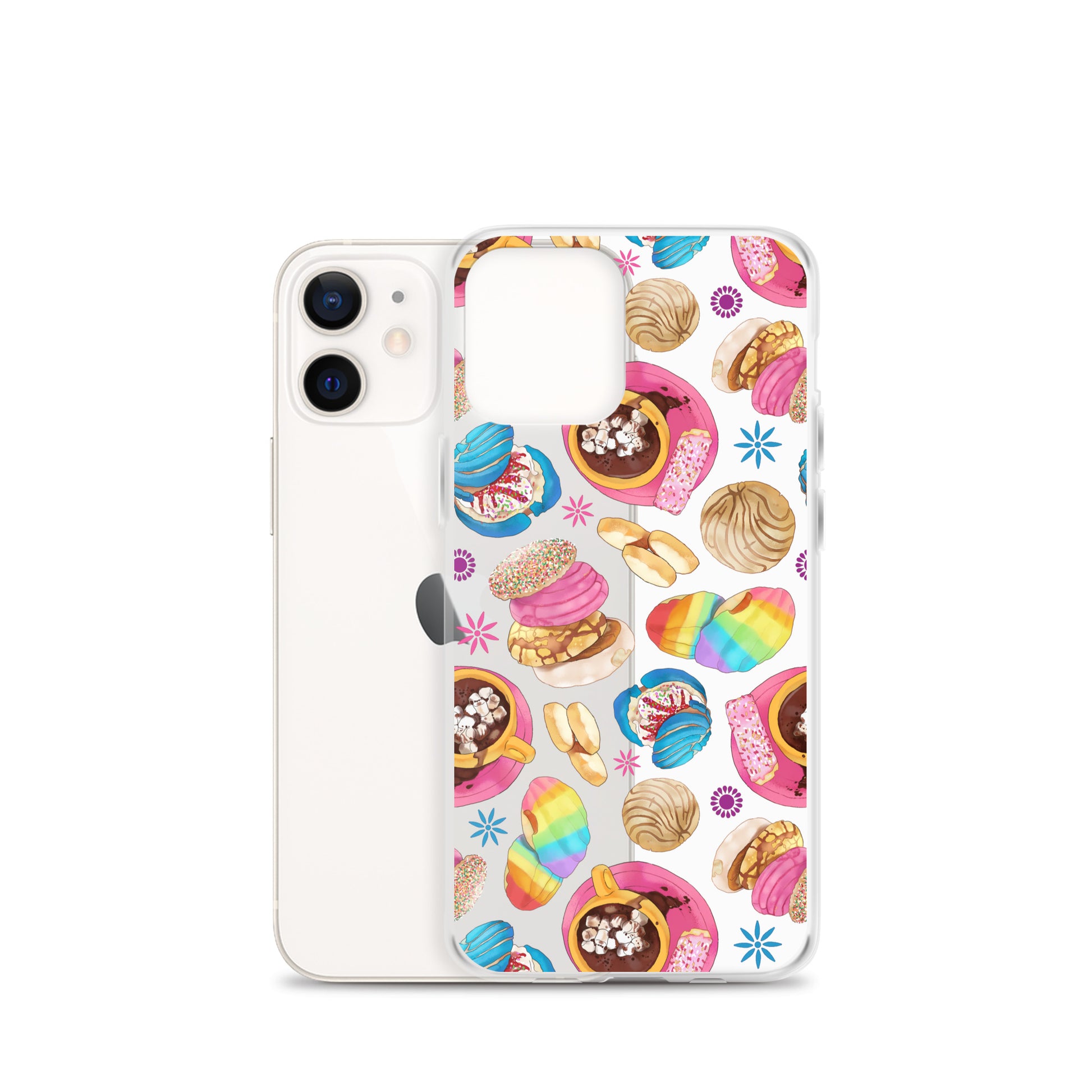 Colorful Pan Dulce iPhone® Clear Case featuring a fun dessert design, protecting your device with style and flexibility.