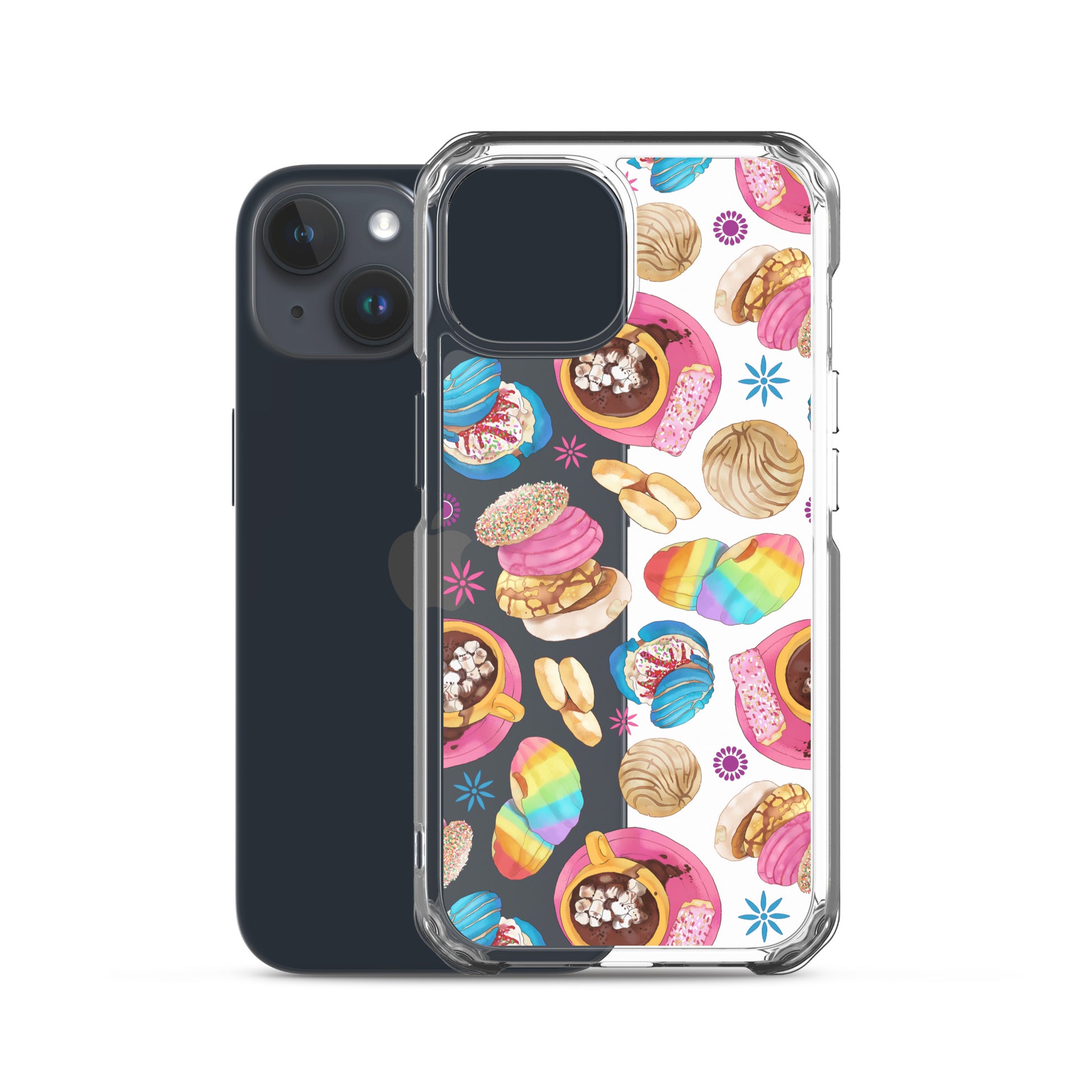 Protect your iPhone® stylishly with the Pan Dulce iPhone® Clear Case featuring vibrant dessert designs.