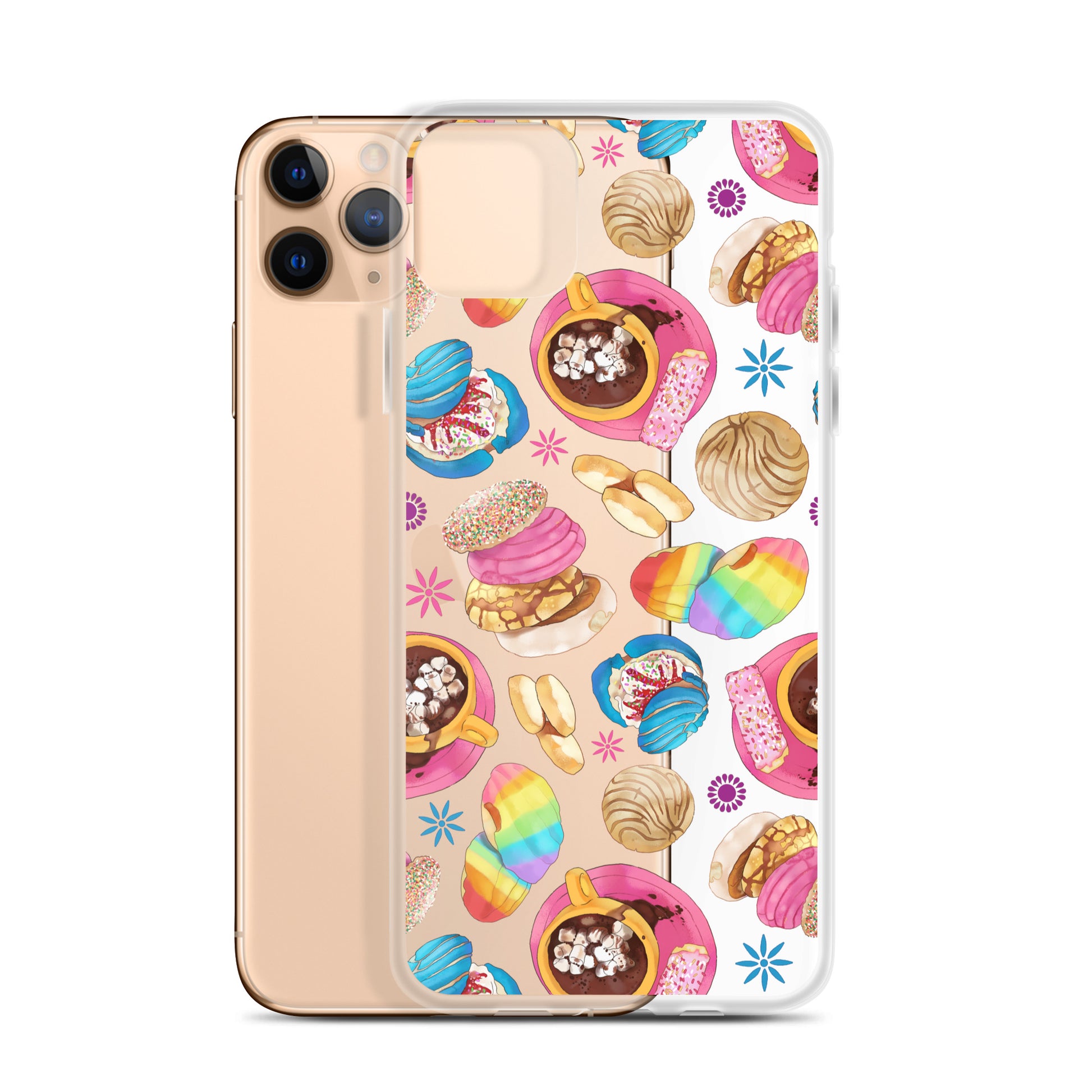 Protect your phone in style with the Pan Dulce iPhone® Clear Case, featuring vibrant dessert designs.