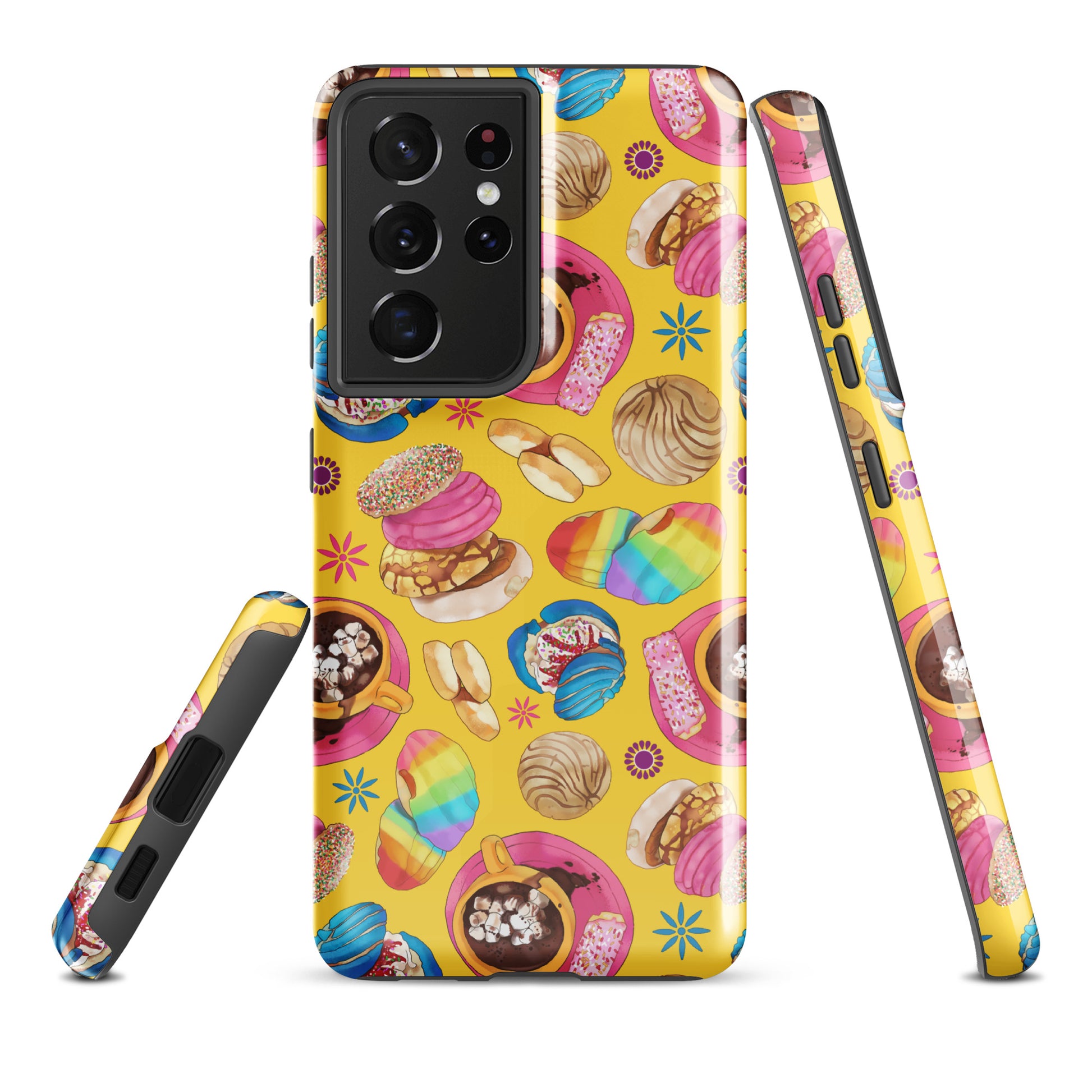 Colorful Pan Dulce Samsung® Tough Case showcasing delicious treats, offering stylish protection for your Samsung phone.