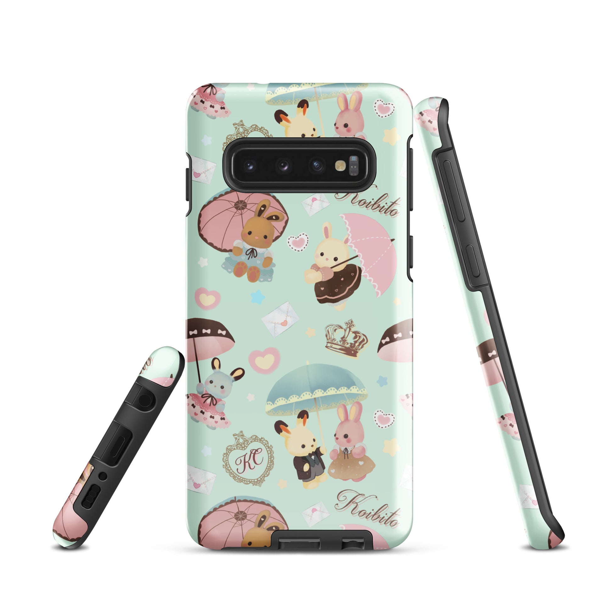 Stylish Parasol Bunny Samsung® Tough Case features cute bunnies and umbrellas, ensuring protection and durability.