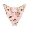V-cut bikini bottom in pink featuring adorable animal prints and patterns, perfect for stylish summer fun.