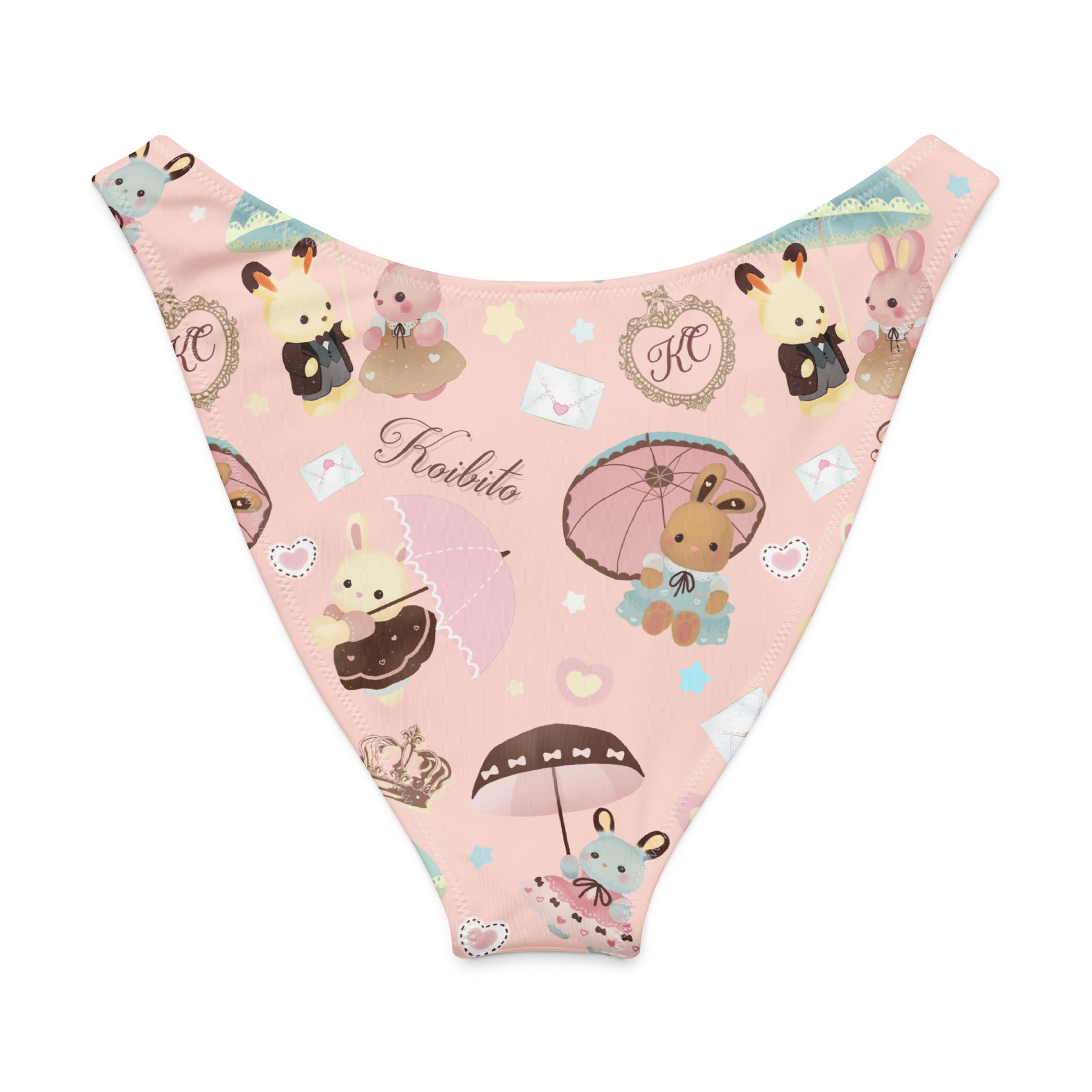 V-cut bikini bottom in pink featuring adorable animal prints and patterns, perfect for stylish summer fun.
