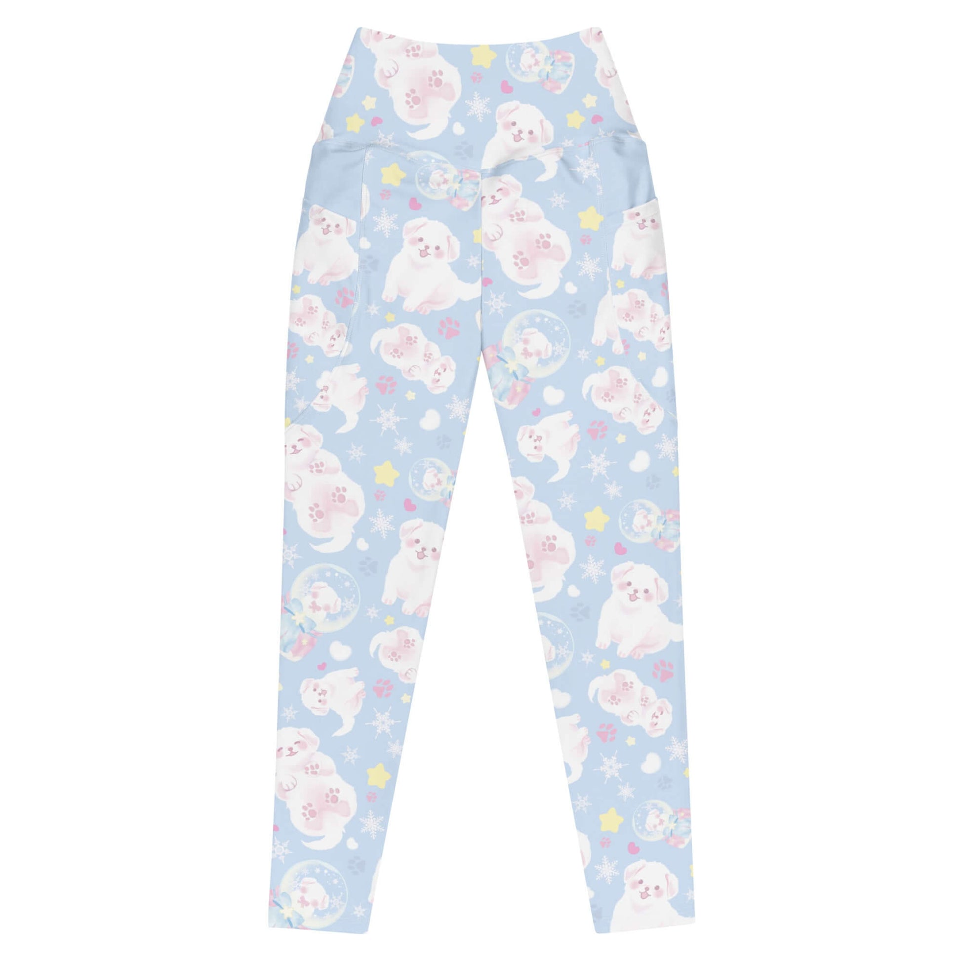 Soft and stylish, the Premium Snow Puppy Leggings feature adorable puppies, perfect for lounging or workouts.